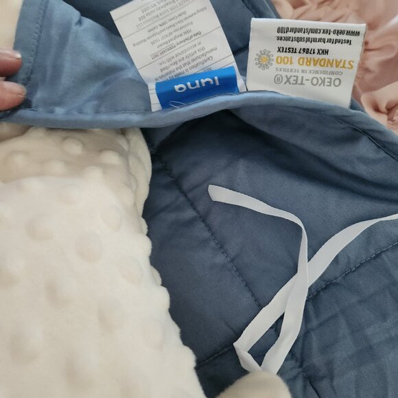 Luna Weighted blanket Blue 48 x 72 15 lb with Cream Cover new - Picture 4 of 11